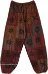 Crimson Sunset Boho Patchwork Cotton Harem Pants