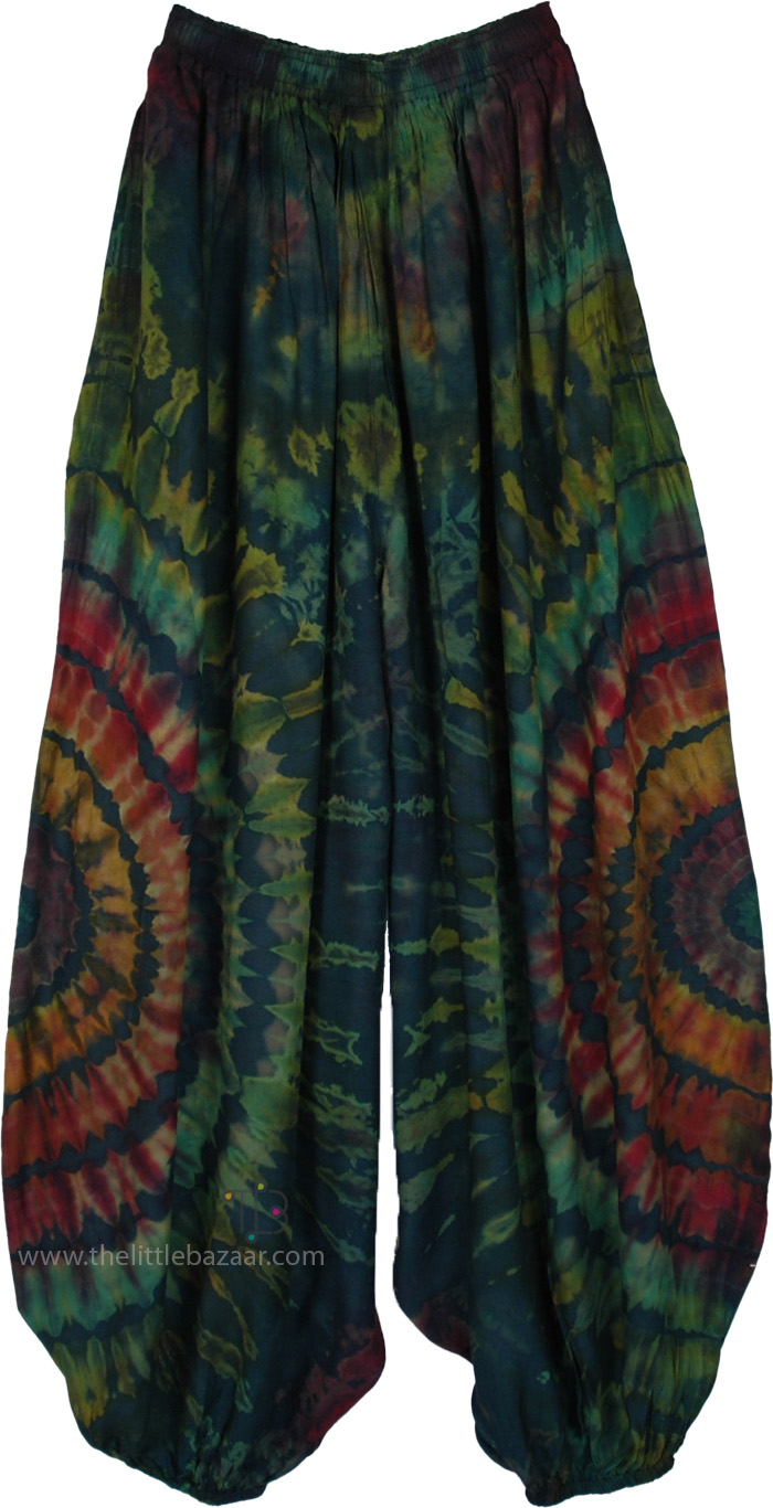 Rainforest Tie-Dye Flowy Harem Pants