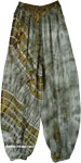 Mustard and Green Flowy Tie-Dye Elastic Hem Pants