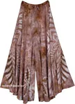 Very Wide-Leg Rust Brown Tie-Dye Festival Pants