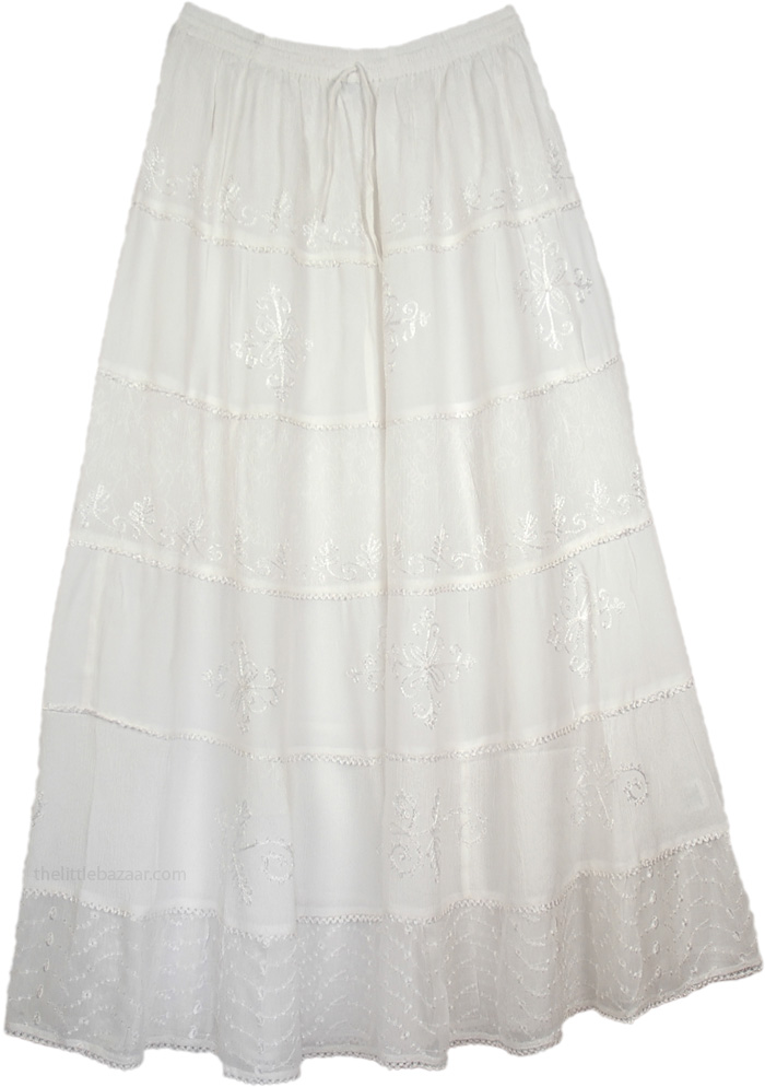 White Decor Crepe Maxi Skirt