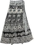 Majestic Black White Wrap Long Skirt