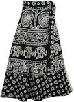 Black White Cotton Wrap Skirt