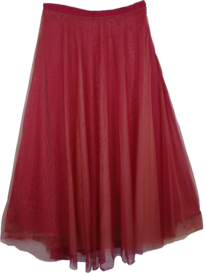 Viva Magenta Mesh and Tulle Classic Skirt