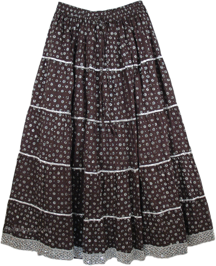 Starry Night Brocade Skirt | Black | Black-Skirts, Indian