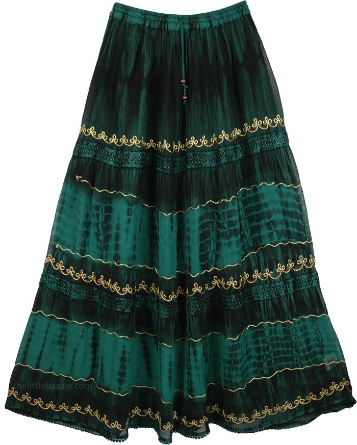 Gable Green Georgette Skirt | Green | Tie-Dye