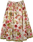 Spring Floral Cotton Print Pull-On Skirt