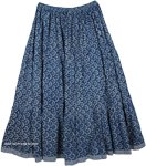 Paradise Blue Cotton Print Long Skirt