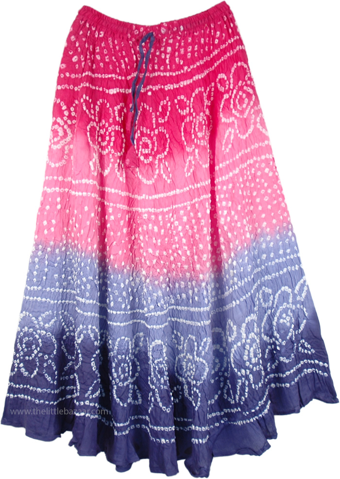 Ombre Blossoms Rippling Dance Tie Dye Long Skirt