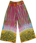 Tie Dye Bohemian Pants with Crochet Yoke