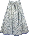 Hydrangea Blue Cotton Long Summer Skirt