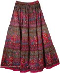 Poppy Floral Cotton Print Long Skirt