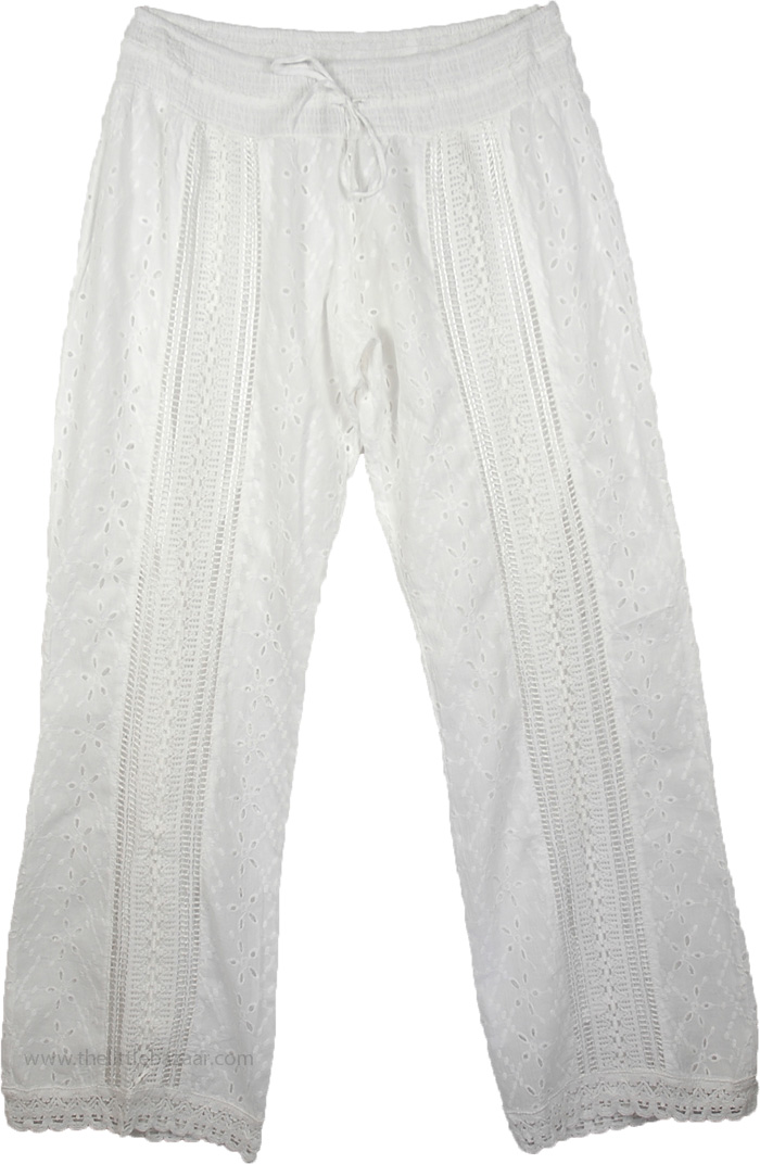 Eyelet Lace White Womens Pant