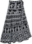 Black Boho Wrap Skirt with a White Ethnic Animal Print
