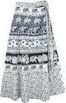 Classy Elephant Cavalcade Wrap Around Skirt in Black and White