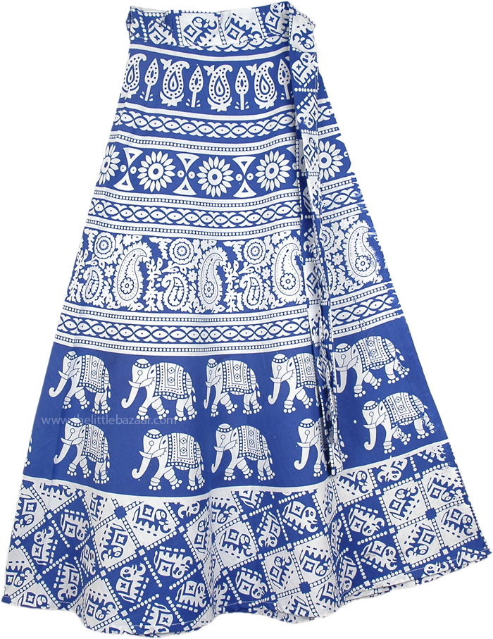 Blue Sapphire Elephant Wrap Around Skirt