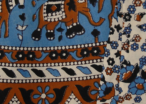 White Ethnic Wrap Skirt with Elephant and Peacock Prints