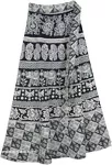 Abstract Elephant Parade Wrap Around Skirt in Black and White
