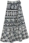 Indian Elephant Parade Wrap Around Skirt in Black and White