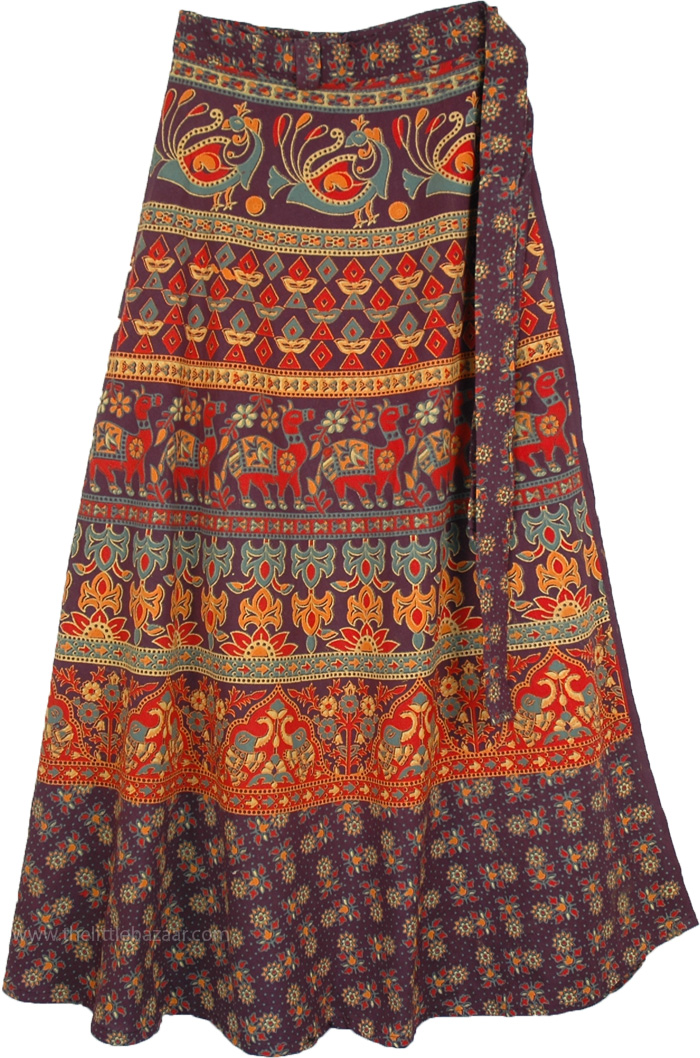 Eclipse Indian Long Wrap Around Skirt | Multicoloured | Wrap-Around ...