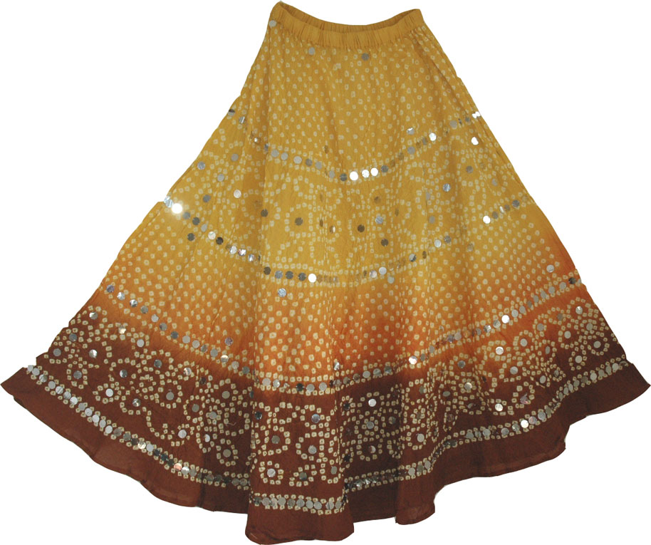 Boho Tie Dye Sequin Long Skirt 