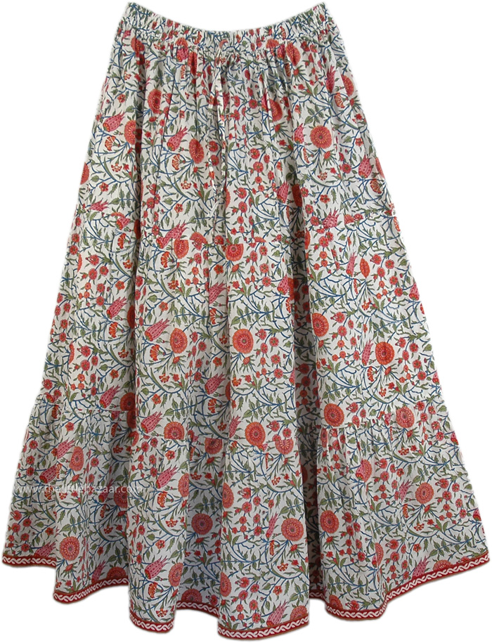 Marigold Floral Drawstring Summer Fiesta Skirt