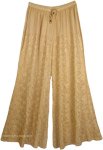 Biege Embroidered Womens Wide Leg Pant