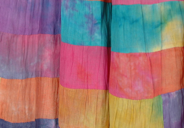 Watercolor Multi Color Patchwork Maxi Skirt