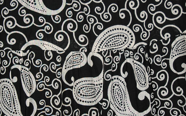 Black White Paisley Print Skirt in Cotton