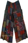 Plus Size Deep Rock Patchwork Wide Leg Boho Pants