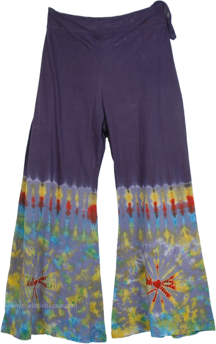 Wide-Leg Petite Hippie Lounge Trousers in Tie Dye