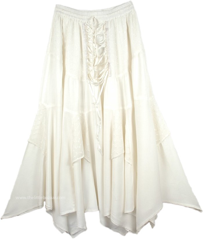 Pure White Angelic Medieval Long Skirt