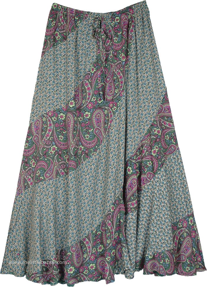 Flowy Maxi Skirt with Pastel Paisley Print