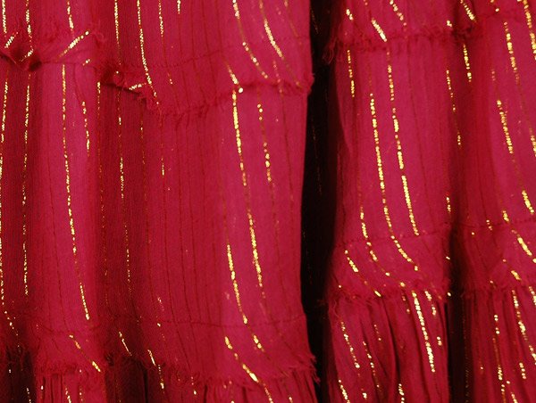 Maroon Flush Tinsel Cotton Ombre Skirt