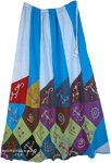 Patchwork Bondi Blue Embroidered Boho Skirt