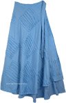 Azure Blue Razor Cut Long Wrap Skirt from India