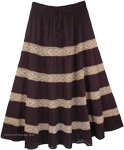 Black Maxi Skirt with Beige Lace