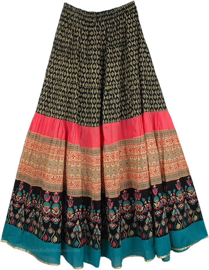 Mother Goose Cotton Printed Long Skirt | Crinkle