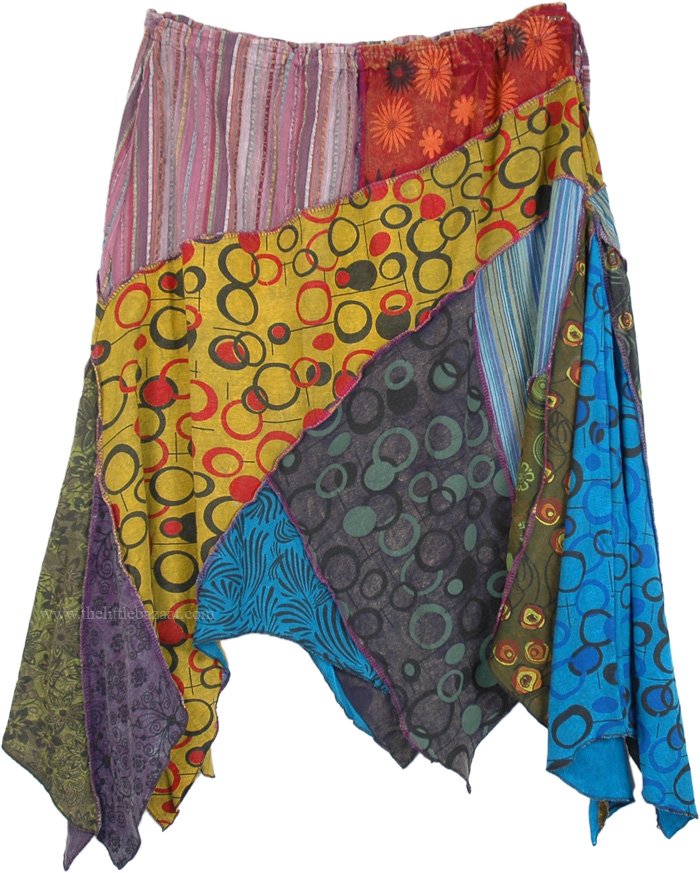 Asymmetrical Patchwork Skirt in Extra Large | Multicoloured | patchwork ...