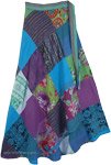 Rhythmic Hippie Floral Patchwork Skirt in Cool Tones