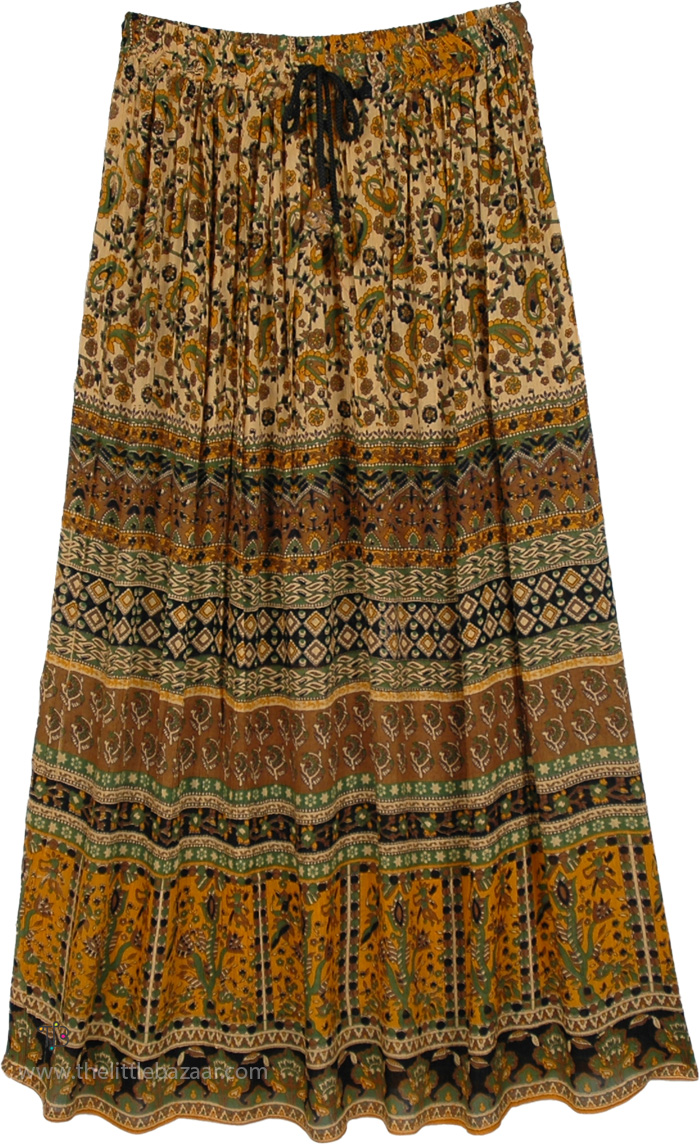 Ethnic Gypsy Maxi Rayon Skirt Floral Street Wear