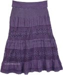 Mauve Mid Length Skirt with Crocheted Tiers