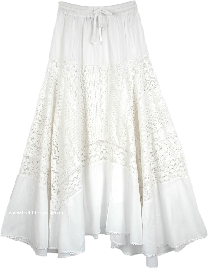 Vista White Fantasy Lace Skirt with Yoke | White | Lace, Misses, Maxi ...