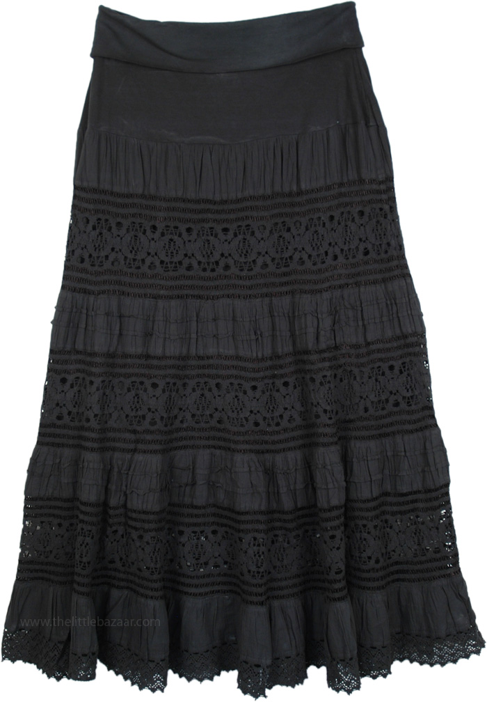 Gypsy Black Maxi Long Net Skirt