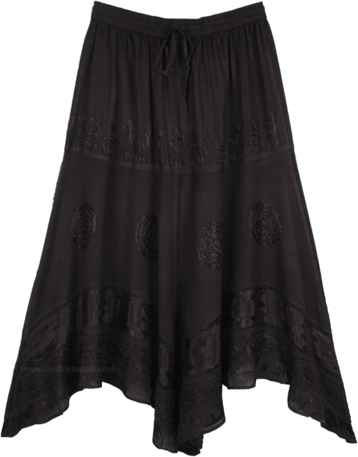 Medieval Handkerchief Black Maxi Skirt