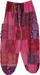 Fuschia Floral Print Festival Boho Harem Pants
