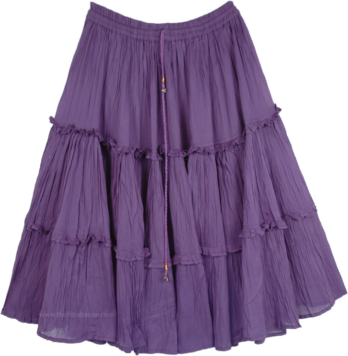 Bliss Cotton Purple Tiered Cotton Skirt