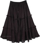 Midnight Magic Tiered Cotton Mid Length Skirt