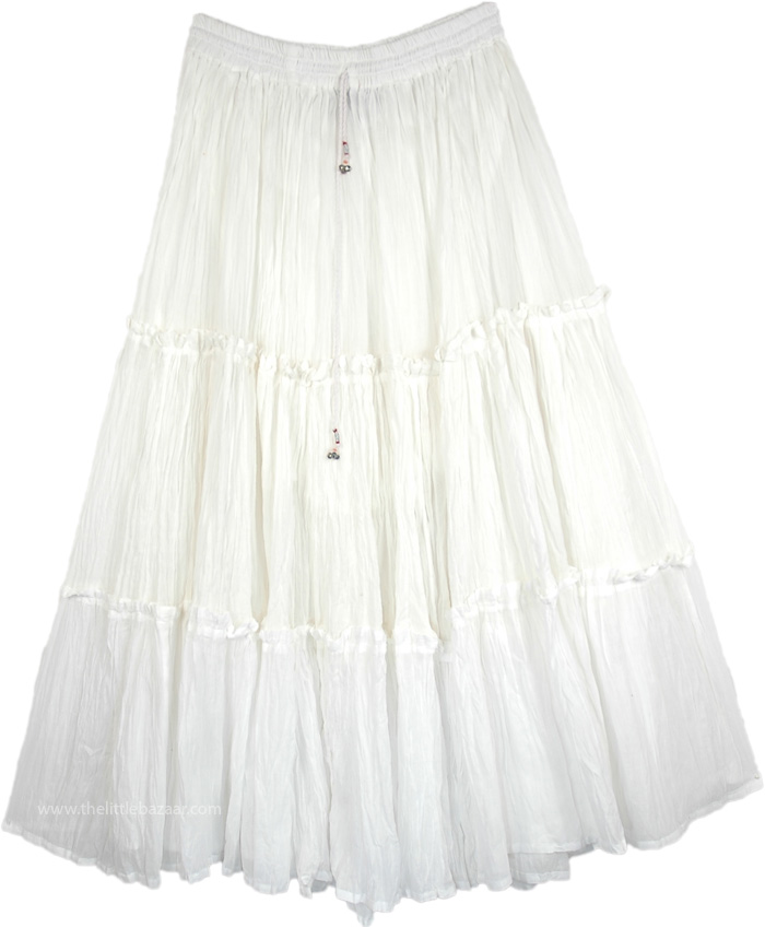 Classic Fun White Everyday Cotton Skirt | White | Misses, Tiered-Skirt ...