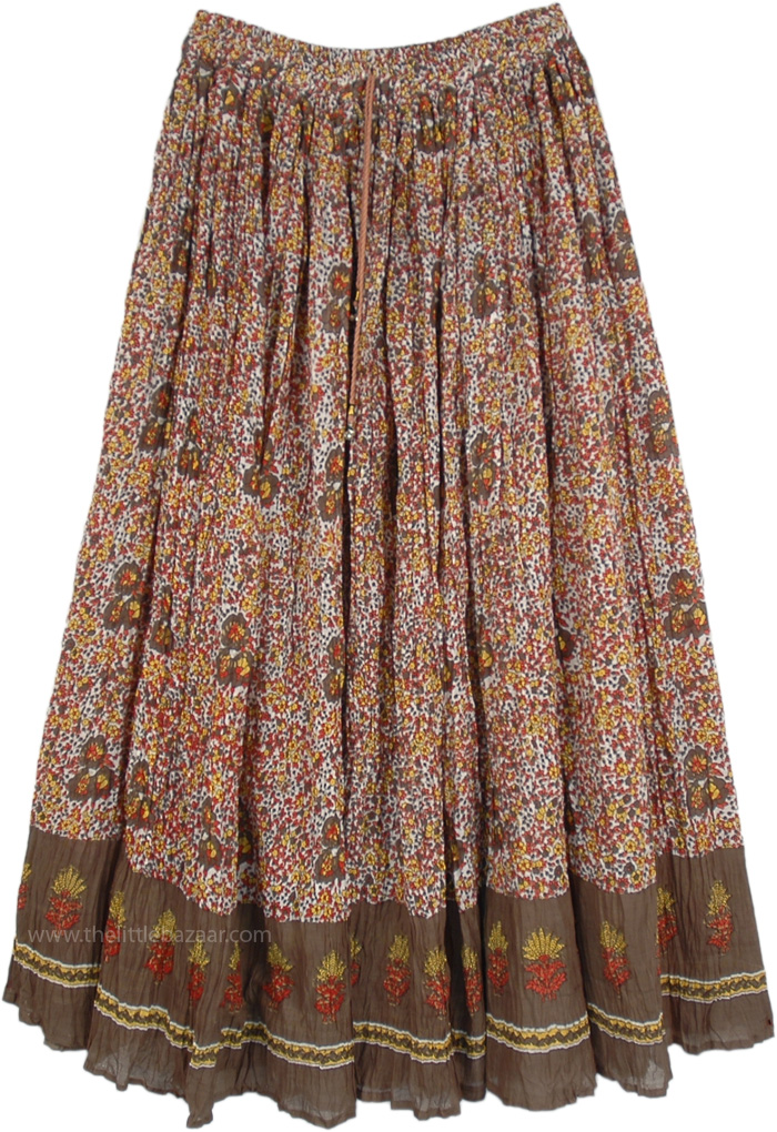 Gypsy Printed Casual Long Skirt in Dense Floral